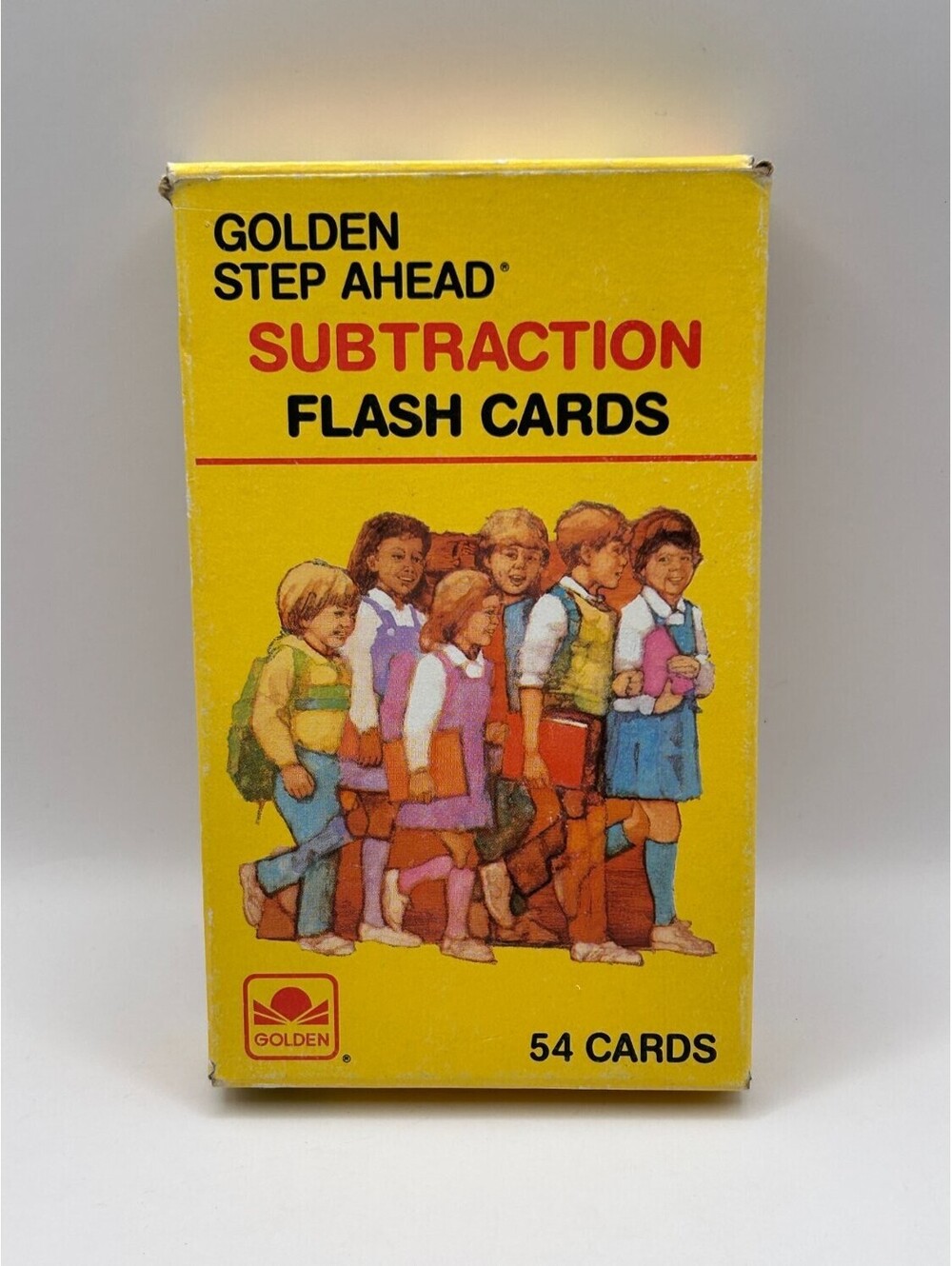 Vintage 1984 Golden Step Ahead Subtraction Flash Cards 54 Complete 4952 yellow